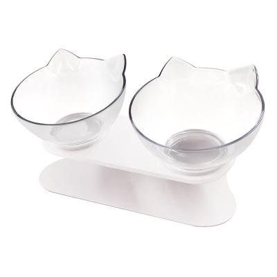 China Protect Neck Cat Bowl Non Slip Transparent Double Bowl Protect Cervical Spine for sale