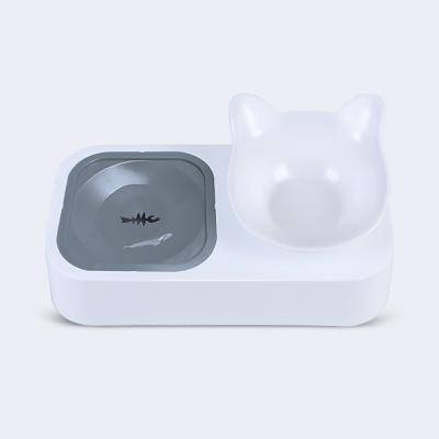 China Pet double bowl floating food dog overturning prevention cat rice bowl for sale