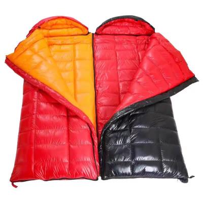 China Envelope Type 20 degrees below zero outdoor mountain camping adults double splicing waterproof thickened warm adult portable down sleeping bag for sale