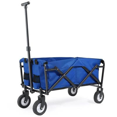 China Easy Folding High Quality Outdoor Customizable Colors Workshop Fold Camping Hand Carts Trolleys Garden Tools Foldable Wagon Cart Trolley for sale