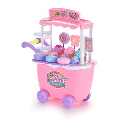 China Children play house Cake Candy donuts cart toy Pretend Play Food Dessert shop Set Toy for trolley kitchen for sale