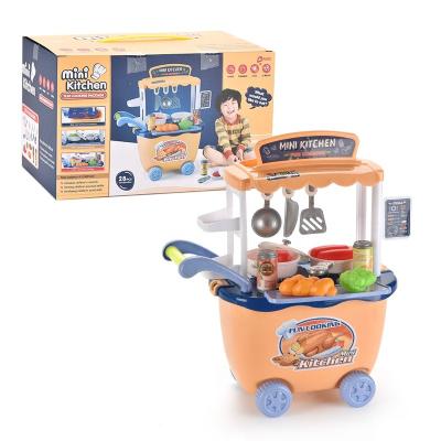 China Hot Sale Kids Pretend To Play Cooking Food Cookware Dining Car toy Set small miniature toy kitchen for sale