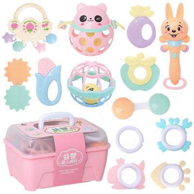 China 13 Piece Set Storage portable gift box funny plastic hand bell rattles set baby rattle toys for sale