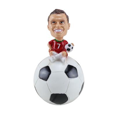 China Europe Customized Soccer Piggy Bank Doll Resin Opener Cute Athlete Coin Bank Cartoon Business Friend Gifts Decoration for sale