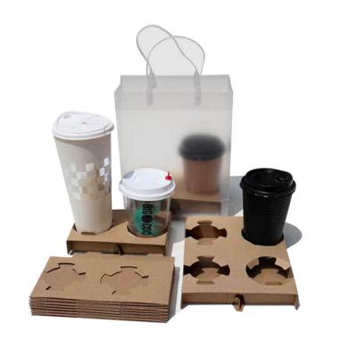 China Hot Sale Viable 4 Cup Coffee Rack Corrugated Paper Biodegradable Recycled Paper Cup Holder for sale