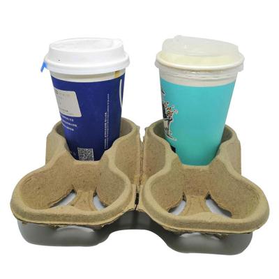 China Recycled Materials Customized Two Cup Disposable Double Carrier Biodegradable Paper 4 Split 4 Cups 2 Cup Rack Wholesale China for sale