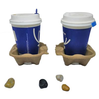 China Recycled Materials Customized Two Disposable Cup Holder Split Single Biodegradable Coffee Cups Holder Pulp Wholesale China for sale