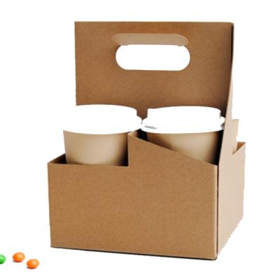 China Eco - Friendly Food Wrapping Paper Four Carrier Cups With Handle Coated Paper Biodegradable Paper Carrier for sale