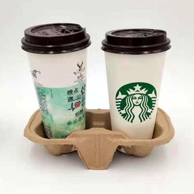 China Jruida 100 Pack 2-Cup Fiber Pulp Biodegradable Beverage Carrier Disposable Beverage Carrier Tray Whole Hot or Cold Beverage Sale in china for sale