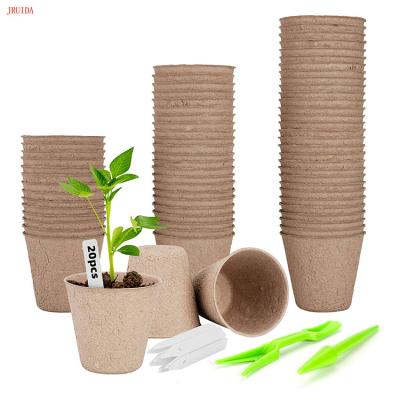 China Modern 3.15 Inch Sowing Cup 100 Pack 20 Plastic Plant Markers 2 Planting Seedling Biodegradable Peat Moss Cups In Stock for sale