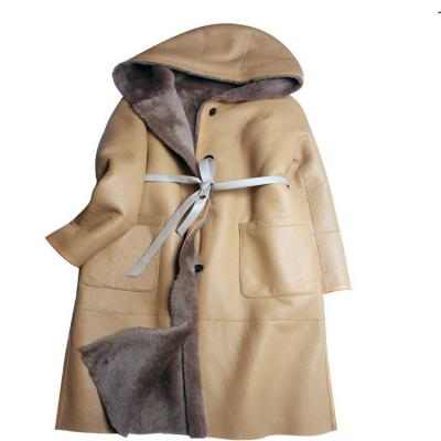 China Anti-wrinkle high-end luxury genuine leather full fur coat for sale