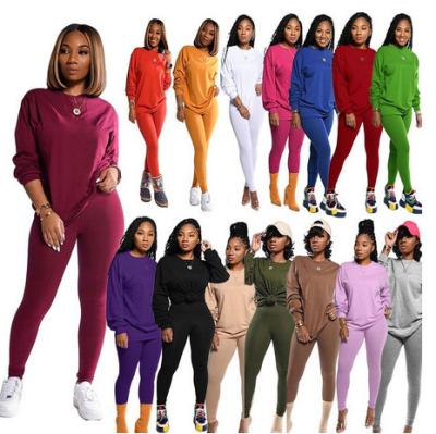 China 2 Women Matching Sets of Autumn Fall Solid Color Women's Anti-Pilling Two-Piece Set Jogging Suits for sale