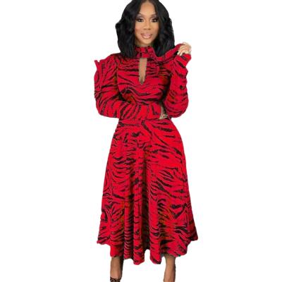 China Viable women's autumn and winter temperament commuter long sleeved plus size high waisted african print dress for sale