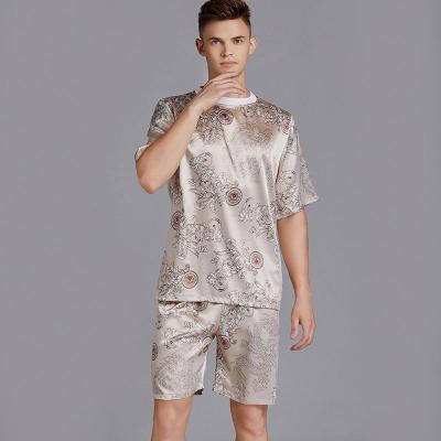 China New QUICK DRY short sleeved ice silk home use men's pajamas for sale