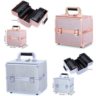 China Sustainable Portable Travel Train Makeup Cosmetic Train Case Crate With 4-Tier Trays Professional Makeup Storage Organizer for sale