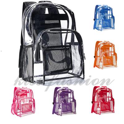 China Customized transparent clear black outdoor waterproof girls women kids school heavy duty custom color logo pvc raincoat backpack for sale