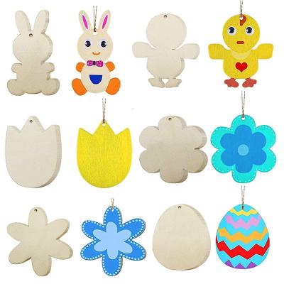 China Environment Friendly Europe Easter Sublimation Crafts Wooden Chips Pendant Easter Gifts for sale