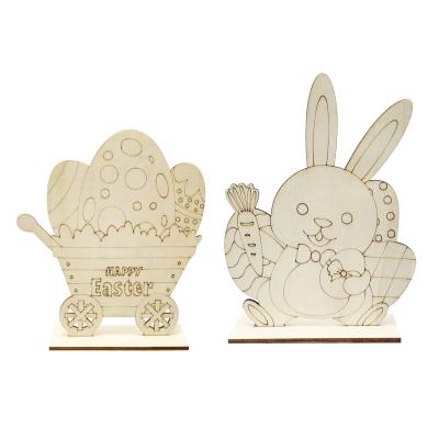 China Europe 2022 Eco-friendly Cute Wooden Ornaments Easter Bunny Ornaments Modern Wood Desktop for sale