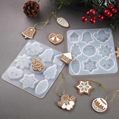 China Newcomer Christmas Tree Viable Snowflake Elk Pendant Head Chain Ornament Silicone Mold for sale