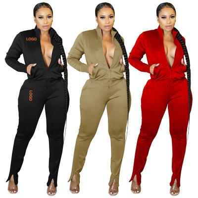 China Fashion QUICK DRY Gym Wear Simple Colorful 2 Piece Two Piece Tracksuit Zipper Set Women Wholesale Tracksuit for sale