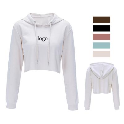 China White Logo Gym Workout Pullover Custom Oversized QUICK DRY Top Solid Women Cropped Hoodie Woman for sale