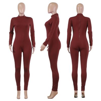 China QUICK DRY Stretchy Sexy Skinny Fit Solid Color Women's Fabric Long Sleeve Autumn Winter Sports Gym Home Workout Overalls for sale