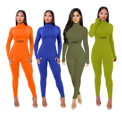 China QUICK DRY Solid Color Women's Stand Collar Long Pants Sports Fitness Casual Bodycon Well Fit Jumpsuit One Piece Overalls for sale