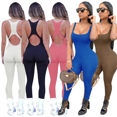 China Women's QUICK DRY sexy v neck mini bodycon split backless jumpsuit yoga custom one piece jumpsuit for sale