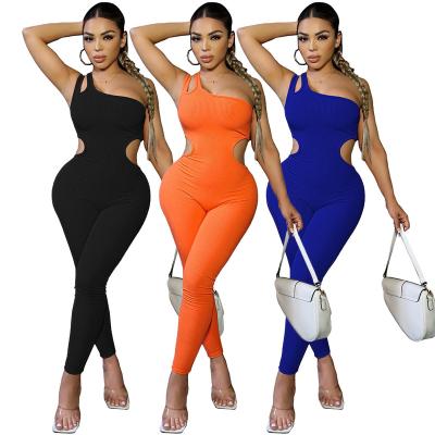 China One Shoulder Rompers Yarn Hollow Jumpsuit QUICK DRY Custom Slim Butt Lifting Sexy Active Jumpsuit for sale