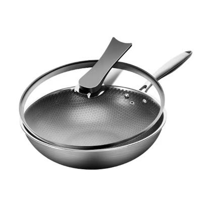 China Stainless Steel Viable Wok Non-Stick Stir-Fry Pan with Lid Induction Scratch Resistant Dishwasher Safe and Oven Safe for sale