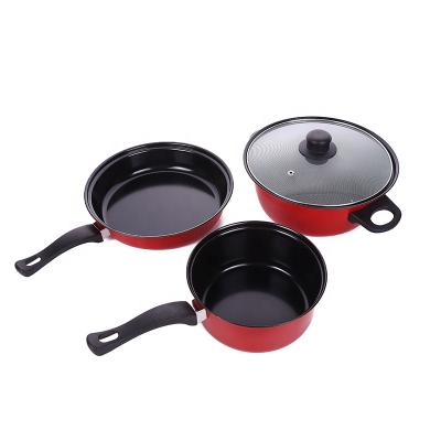 China Kitchen Viable Household Three-piece Pot Soup Nonstick Pot Can Be Cooked and Fried Household Cookware Set for sale