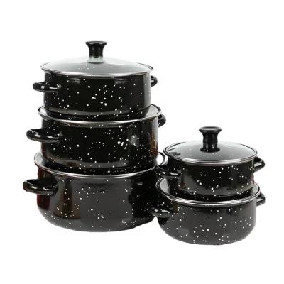 China Sustainable Enamel Cookware Set 5 Piece Set Stock Pot Turkish Enamel Cookware for sale