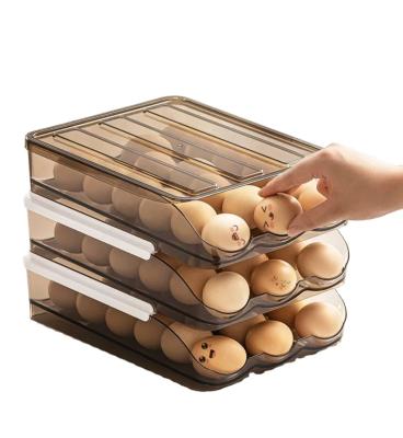 China Steamable Kitchen Egg Box Holder Holding Egg Fridge Storage Box Multi Layer Egg Food Rolling Storage Box for sale