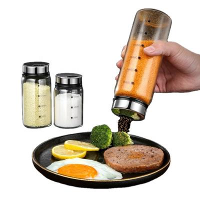 China Viable Kitchen BBQ Pot Condiment Bottle Condiment Bottle Regulating Durable Glass Seasoning Transparent Box Cooking Tool Glass Storage Jar for sale