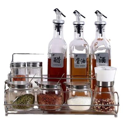 China Morden Luxury Glass Condiment Bottle Seasoning Set, Salt Shaker, Household Condiment Oil Bottle Storage Box Combination for sale