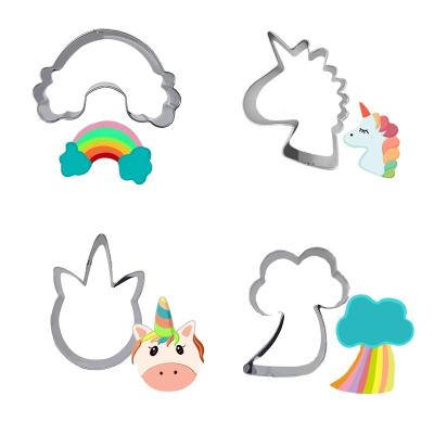 China Stainless Steel Unicorn Cartoon Version DIY Tools Cookie Cutter Mold Household Biscuit Viable Baking Cutter for sale