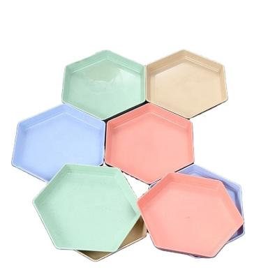 China Viable Wheat Straw Tableware Dish, Hexagon Household Dish Japanese Style Set for sale