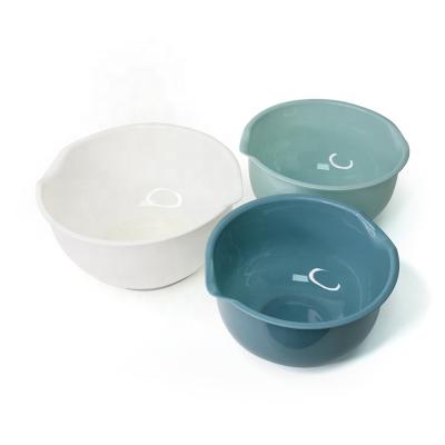 China Sustainable high quality plastic set of 3PCS mixing bowls, kitchen salad bowl discount large for sale