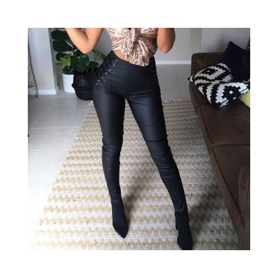 China Anti-wrinkle YH1493 Hot Style Women Trousers PU Leather Popular Long Pants For Young Lady for sale