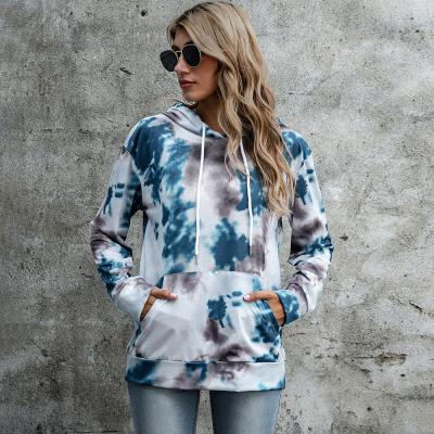 China High Quality Custom Women QUICK DRY Tie Dye Hoodies Tie Dye Blue Hoodie Plus Size Women's Hoodies for sale