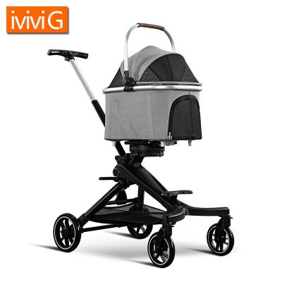 China Small and Medium Animals U801 Four Wheels 300D Thickened Polyester Pet Carts Quick-Folding Outdoor Pet Strollers for sale