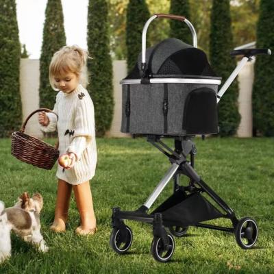 China SUV801 Customizable Small & Medium Animal Pet Carriers Travel One-handed Fast Folding Outdoor Dog Stroller for sale