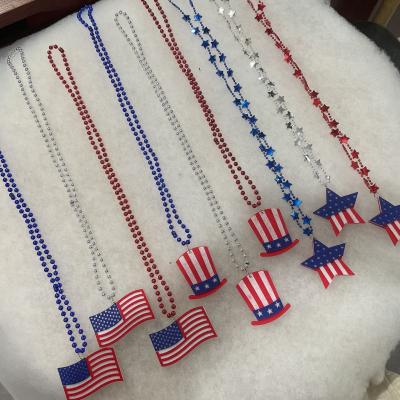 China Holiday Decorations Independence Day Party Decoration Necklace Plus Dangle Wire Bead Plastic Celebration 4th of July Party Supplies for sale