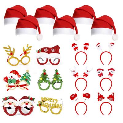 China New non-woven fabric+PVC Christmas decoration glasses set adult holiday kids Christmas gift hat head buckle beating Ring Bracelet for sale