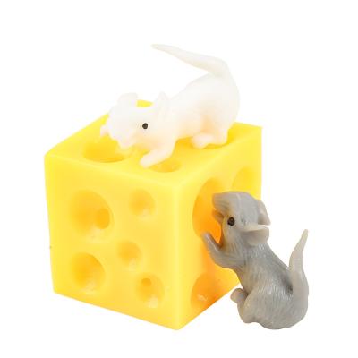 China TPR Cute Cheese Mouse Tricky Vent Decompression Creative Toy Simulation Tricky Vent Decompression Instrument Cheese Mouse Decompression Toy for sale