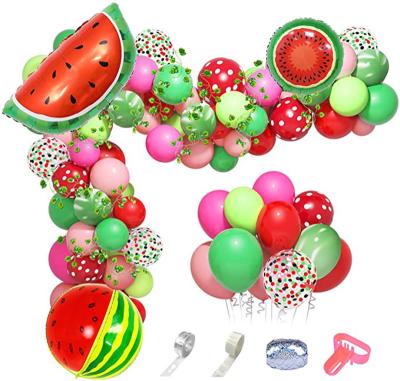 China Latex Amazon Hot-selling Hawaiian Watermelon Balloons Chain Set For Birthday Party Background Layout for sale