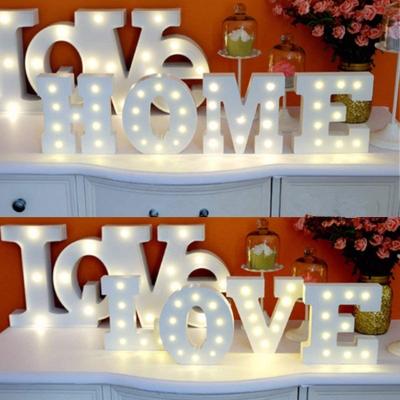 China Plastic 26 Alphabet and Arabic Numerals 0-9 Warm White Decorative Marquee Lamps for Wedding Birthday Party Christmas Home Bar Decoration for sale