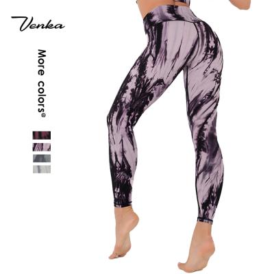 China Sleek Death Dye Tik Tok Nine Point Link Leggings Breathable Link Gaiters Fitness Sports Wear Training Yoga Pants for sale