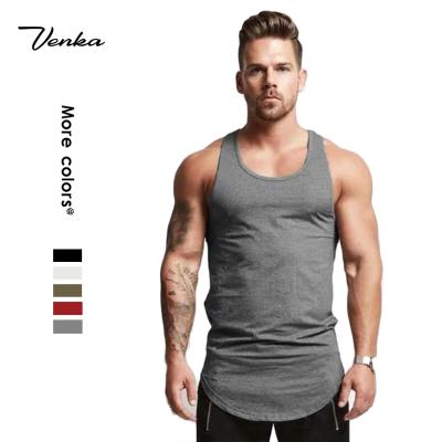 China QUICK DRY Sportswear Manufacturers Customize Logo Print Moisture Wicking Cotton Gym Tank Top Men Perfect Fits Stringer for sale