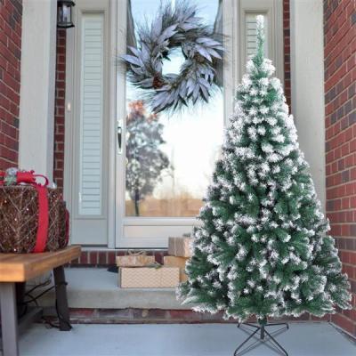 China Christamas Christmas Tree Artificial Christmas Pine Green Snow Assembled With Cones 7ft PVC Christmas Tree for sale